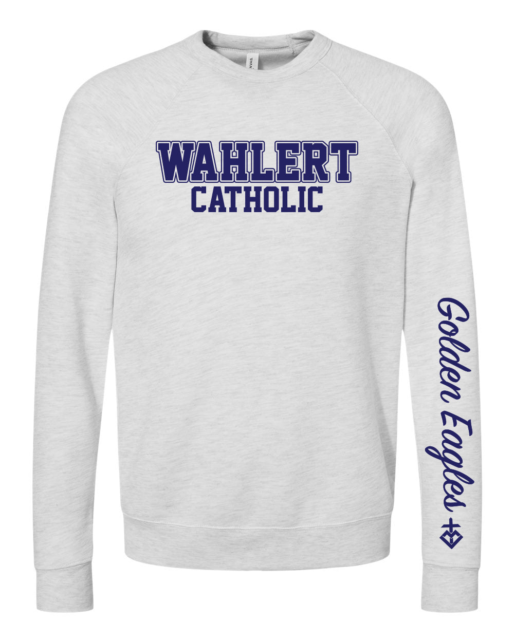 3901 - WAHLERT CATHOLIC BLOCK SPIRIT - Adult BELLA CANVAS Raglan Crewneck Sweatshirt
