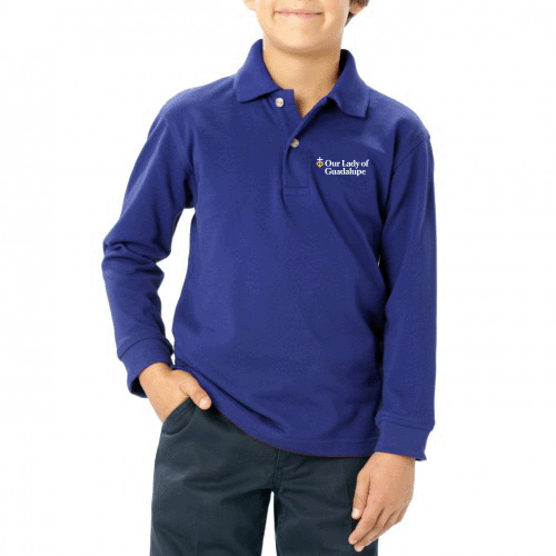 BG5207 - OUR LADY OF GUADALUPE - Youth Blue Generation Long Sleeve Polo